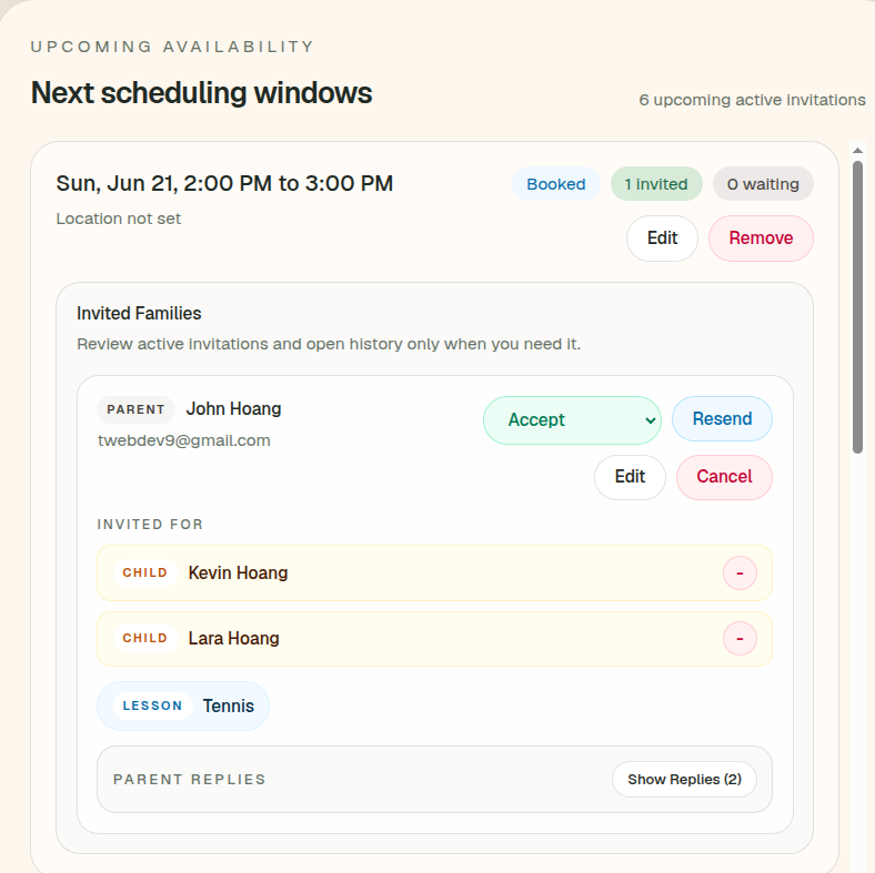 Schedule view